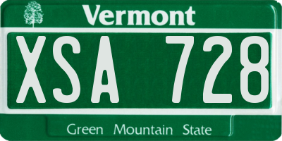 VT license plate XSA728