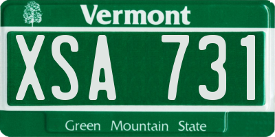 VT license plate XSA731