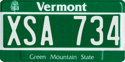 VT license plate XSA734