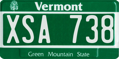 VT license plate XSA738