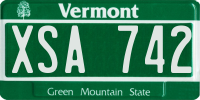 VT license plate XSA742