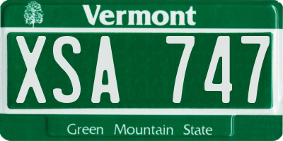 VT license plate XSA747