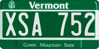 VT license plate XSA752