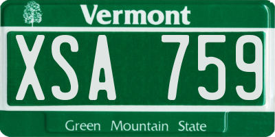 VT license plate XSA759