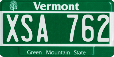 VT license plate XSA762