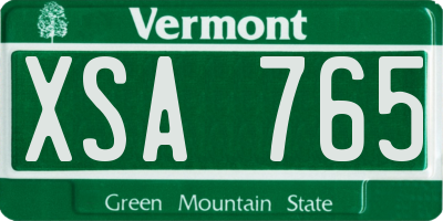 VT license plate XSA765