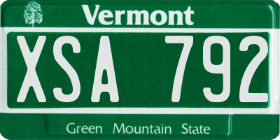 VT license plate XSA792