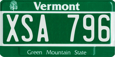 VT license plate XSA796