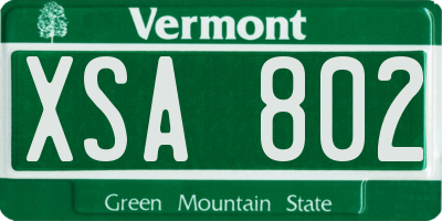 VT license plate XSA802