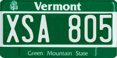 VT license plate XSA805