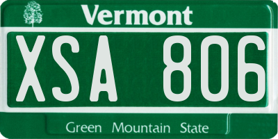 VT license plate XSA806