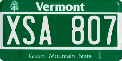 VT license plate XSA807