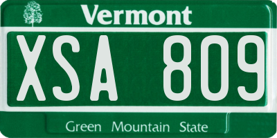 VT license plate XSA809
