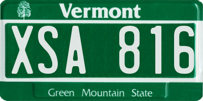 VT license plate XSA816