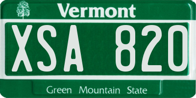 VT license plate XSA820