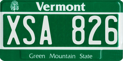 VT license plate XSA826