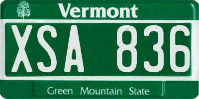 VT license plate XSA836