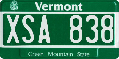 VT license plate XSA838