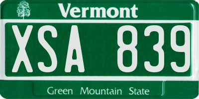 VT license plate XSA839