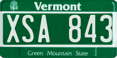 VT license plate XSA843