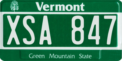 VT license plate XSA847