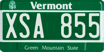 VT license plate XSA855