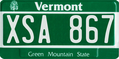 VT license plate XSA867