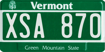 VT license plate XSA870