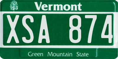 VT license plate XSA874