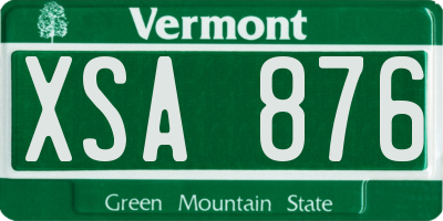 VT license plate XSA876