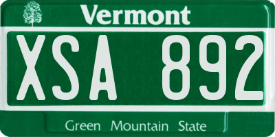 VT license plate XSA892