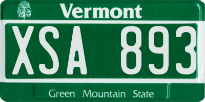 VT license plate XSA893