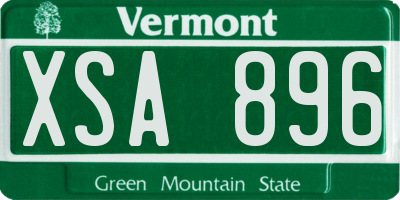 VT license plate XSA896