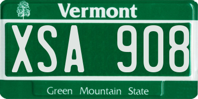 VT license plate XSA908