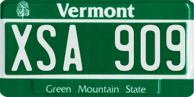 VT license plate XSA909