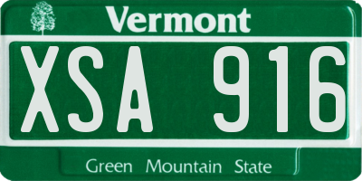 VT license plate XSA916