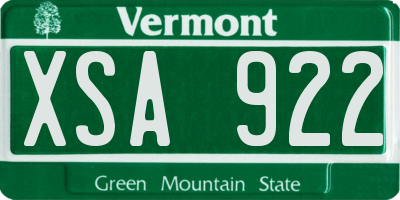 VT license plate XSA922