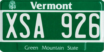 VT license plate XSA926