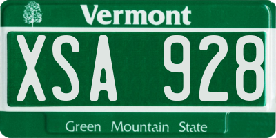 VT license plate XSA928