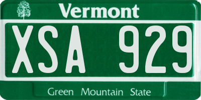 VT license plate XSA929