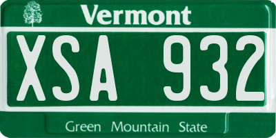 VT license plate XSA932