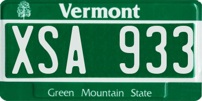 VT license plate XSA933