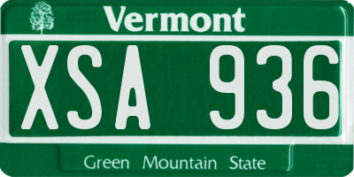 VT license plate XSA936