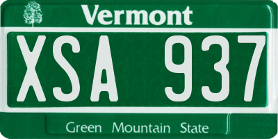 VT license plate XSA937