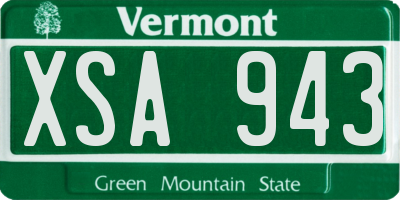 VT license plate XSA943
