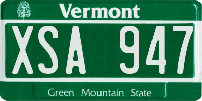 VT license plate XSA947