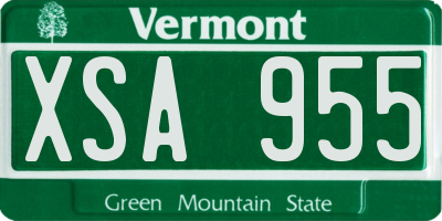 VT license plate XSA955
