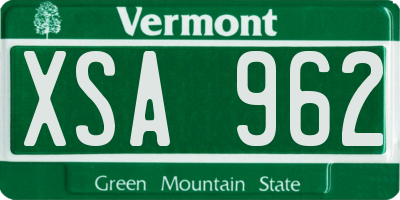 VT license plate XSA962