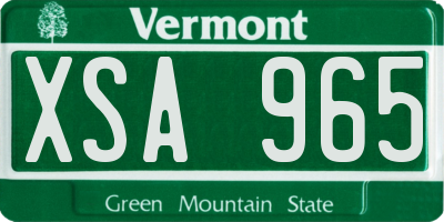 VT license plate XSA965