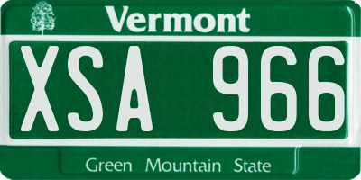 VT license plate XSA966